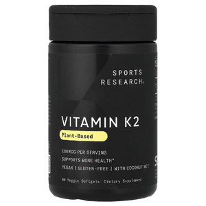 Sports Research, растительный витамин K2, 100 мкг, 60 растительных капсул
