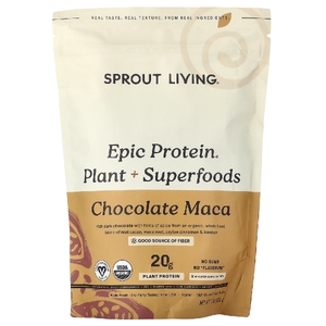Sprout Living, органический растительный протеин, шоколад и мака, 455 г (1 фунт)