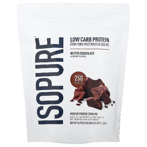 Isopure, протеиновый порошок с низким содержанием углеводов, голландский шоколад, 476 г (1,04 фунта)
