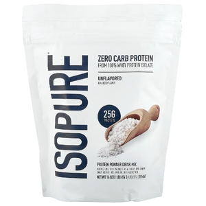 Isopure, протеиновый порошок с нулевым содержанием углеводов, с нейтральным вкусом, 454 г (1 фунт)