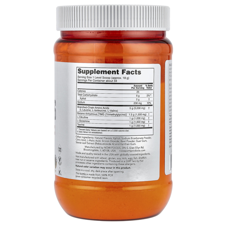 NOW Foods, Спорт, аминокислоты с разветвленной цепью, арбуз, 600 г (21,16 унции)