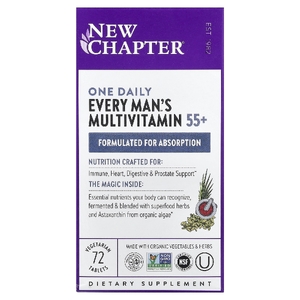 New Chapter, мультивитамины для мужчин 55+, 72 вегетарианские таблетки