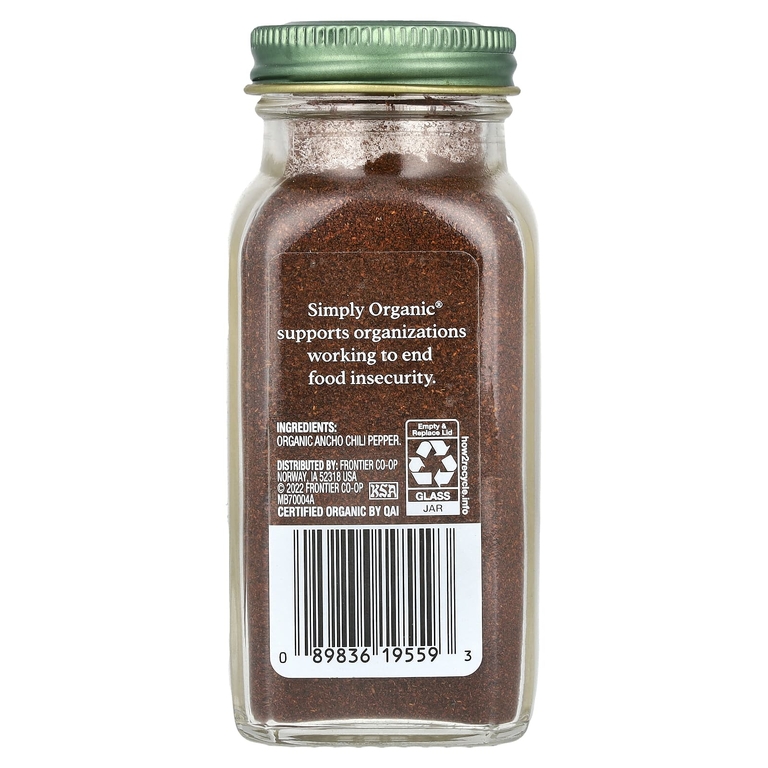Simply Organic, Порошок из анчо и чили, 81 г (2,85 унции)