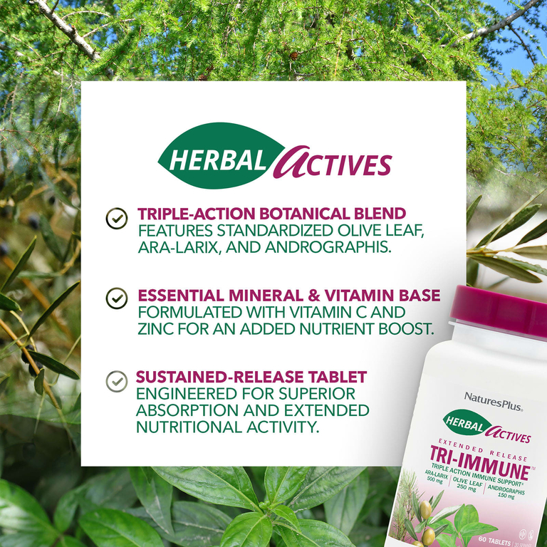 NaturesPlus, Поддержка иммунитета тройного действия с длительным высвобождением, 60 таблеток