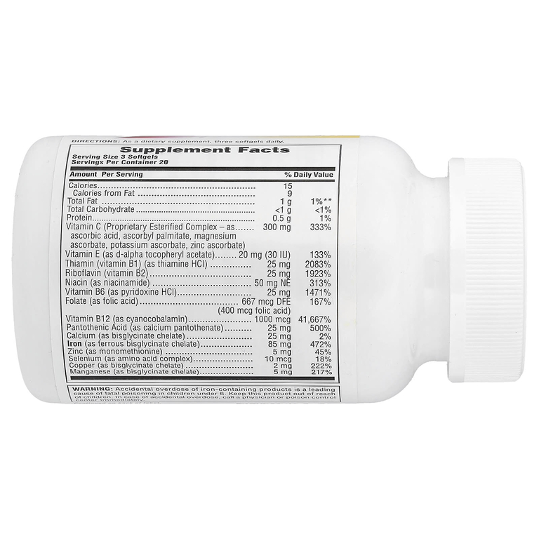 NaturesPlus, витаминно-минеральная добавка с железом, 60 желатиновых капсул быстрого действия