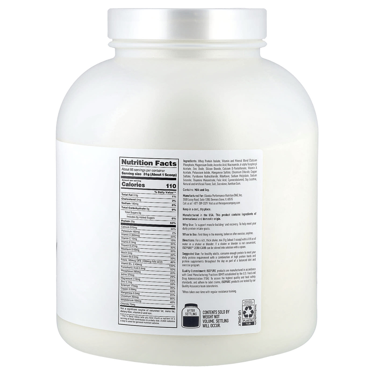 Isopure, протеиновый порошок без углеводов, со вкусом ванили, 2,04 кг (4,5 фунта)