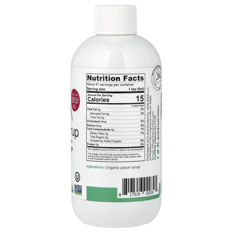 Zint, Organics, сироп из якона, подсластитель с пребиотиками, 236 мл (8 жидк. унций)