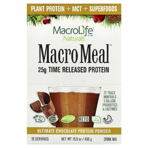 Macrolife Naturals, Macro Meal®, протеиновый порошок, со вкусом шоколада, 10 пакетиков по 45 г (1,6 унции) (Товар снят с продажи) 