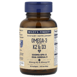 Wiley's Finest, омега-3 с витаминами K2 и D3, 60 капсул