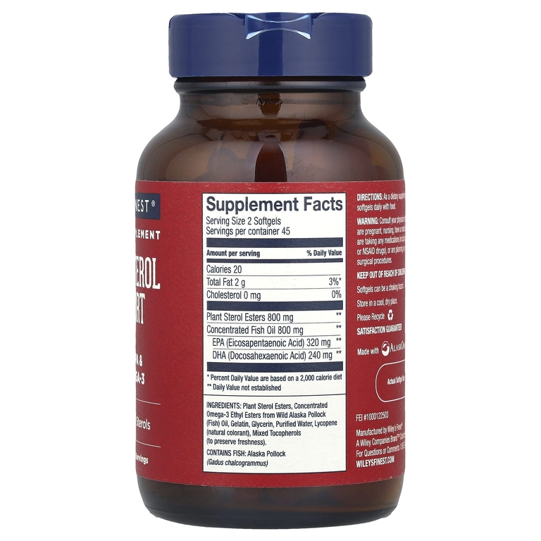 Wiley's Finest, омега-3 для здорового уровня холестерина, 90 желатиновых капсул