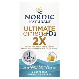 Nordic Naturals, омега-3 + витамин Д, лимон, 60 желатиновых капсул