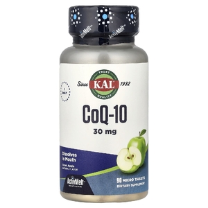 KAL, коэнзим Q10, со вкусом зеленого яблока, 30 мг, 90 микротаблеток