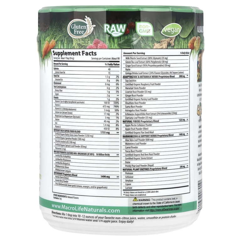 Macrolife Naturals, комплекс овощей и фруктов, 850 г (30 унций)