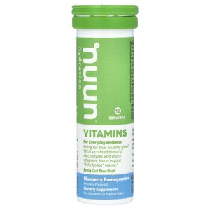 Nuun, смесь электролитов и мультивитаминов, голубика и гранат, 12 таблеток