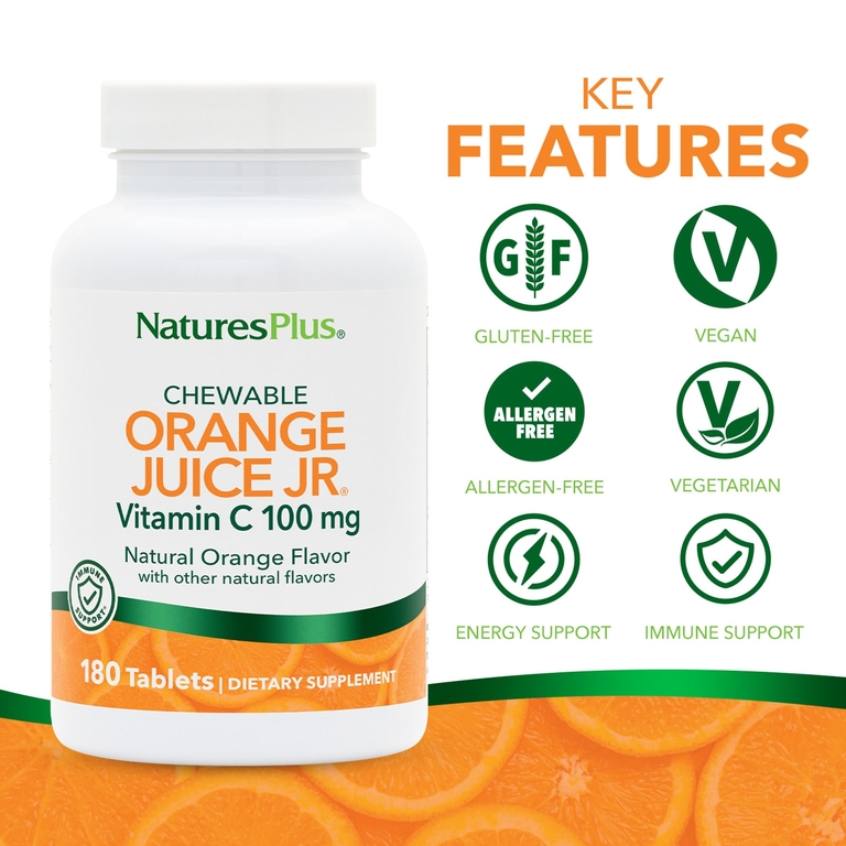 NaturesPlus, витамин C, натуральный апельсин, 180 таблеток