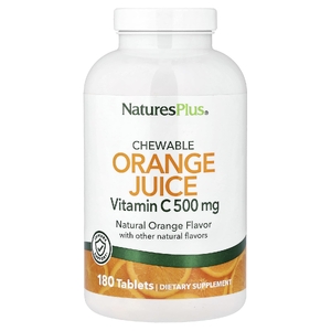 NaturesPlus, жевательный апельсиновый сок, витамин C, натуральный апельсин, 180 таблеток