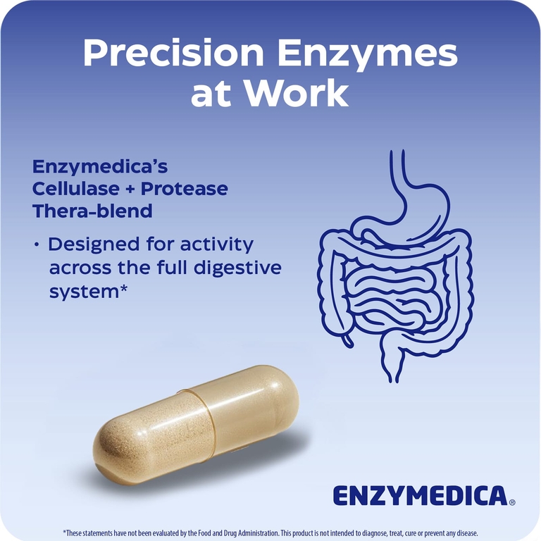 Enzymedica, смесь пищеварительных ферментов для поддержки баланса флоры в кишечнике, 42 капсулы