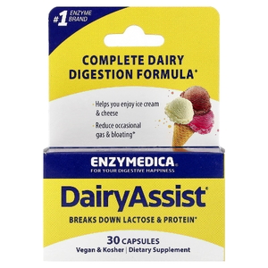 Enzymedica, комплекс пищеварительных ферментов для переваривания молочных продуктов, 30 капсул