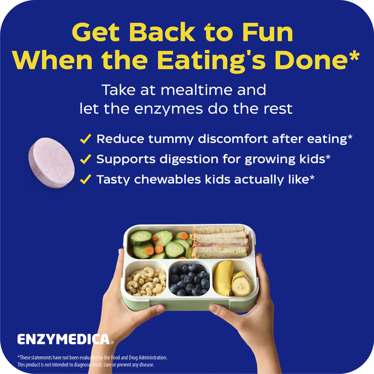 Enzymedica, жевательные пищеварительные ферменты для детей, со вкусом фруктового пунша, 60 жевательных таблеток