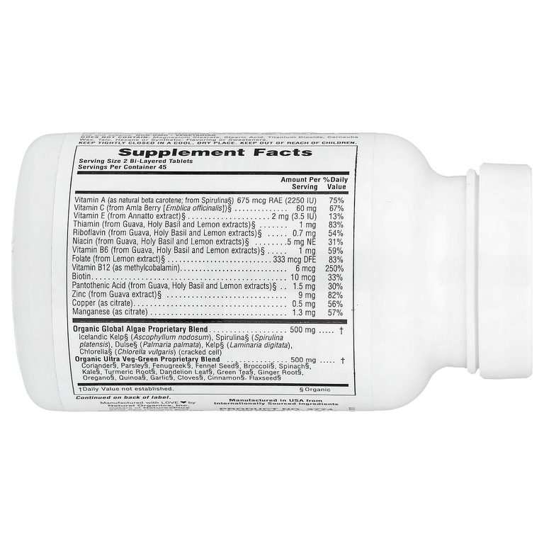 NaturesPlus, комплекс минералов и концентрат зеленых продуктов, 90 органических двухслойных таблеток
