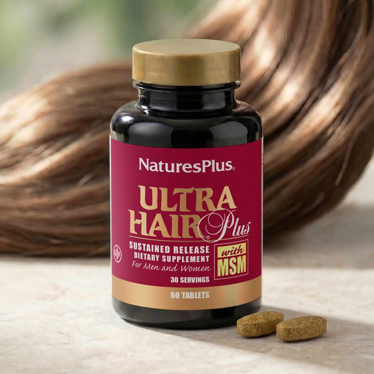 NaturesPlus, добавка с МСМ для роста волос, для мужчин и женщин, 60 таблеток