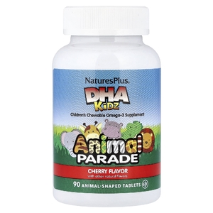 NaturesPlus, ДГК для детей, жевательная добавка с омега-3 для детей, со вкусом вишни, 90 таблеток в форме животных