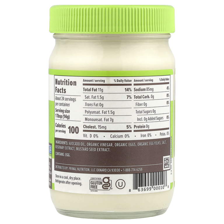 Primal Kitchen, майонез из масла авокадо, 355 мл (12 жидк. унций)
