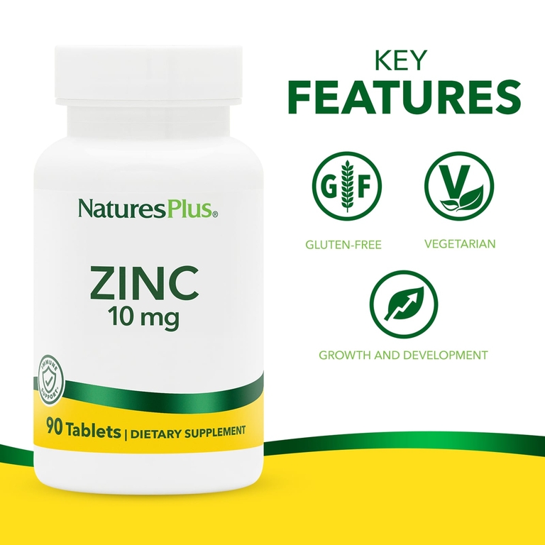 NaturesPlus, Цинк, 10 мг, 90 таблеток