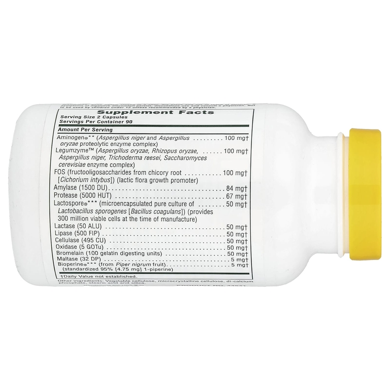 NaturesPlus, комплекс пищеварительных ферментов, 180 веганских капсул