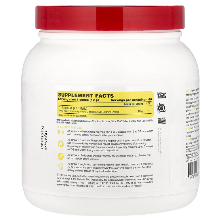 Metabolic Nutrition, аминокислота с разветвленной цепью, лимонад, 400 г (14,1 унции)