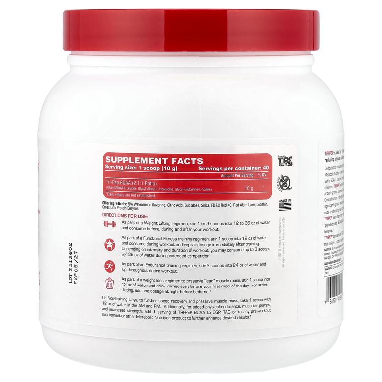 Metabolic Nutrition, аминокислота с разветвленной цепью, со вкусом арбуза, 400 г