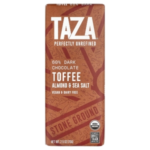 Taza Chocolate, 60% темный шоколад, ирис, миндаль и морская соль, 70 г (2,5 унции)