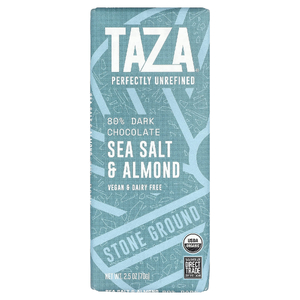 Taza Chocolate, 80% темный шоколад, морская соль и миндаль, 70 г (2,5 унции)
