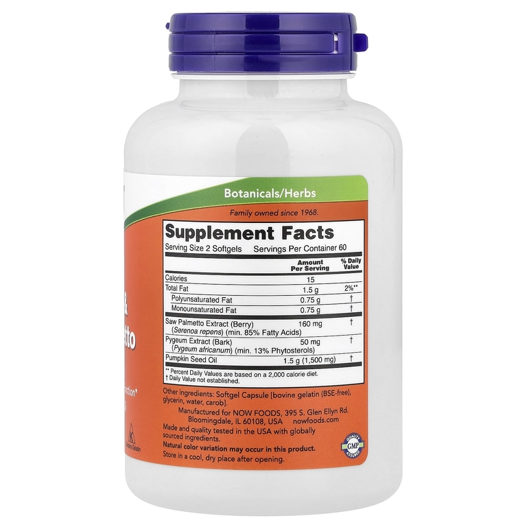 NOW Foods, африканская слива и сереноя с маслом семян тыквы, 120 капсул
