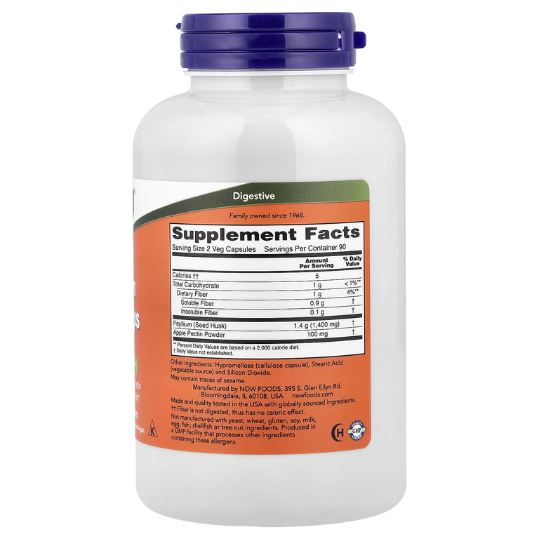 NOW Foods, оболочка семян подорожника в капсулах, 700 мг, 180 растительных капсул
