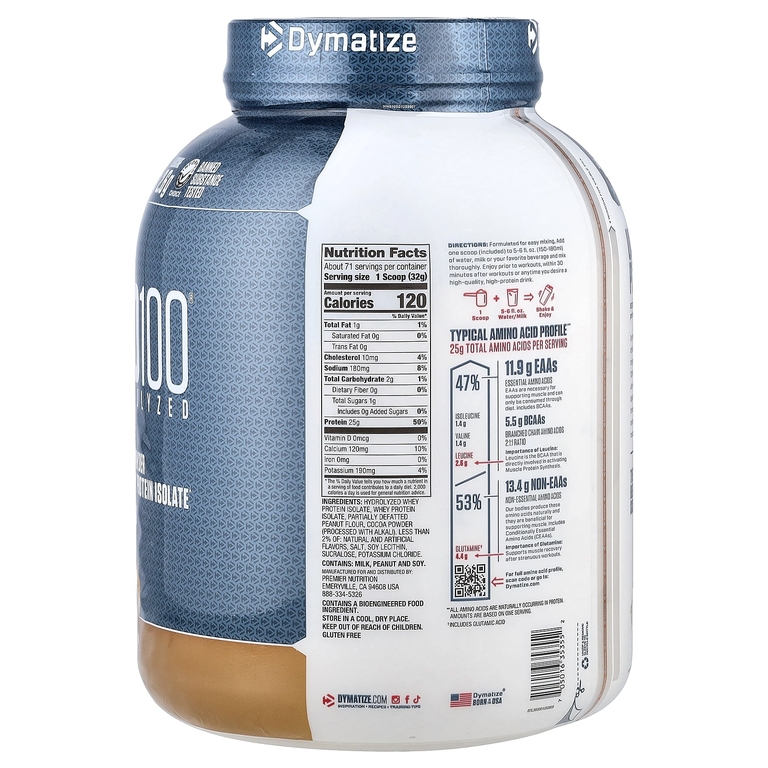 Dymatize, изолят сывороточного протеина, шоколад и арахисовое масло, 2,3 кг (5 фунтов)