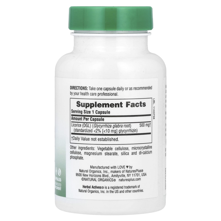 NaturesPlus, солодка, 500 мг, 60 капсул