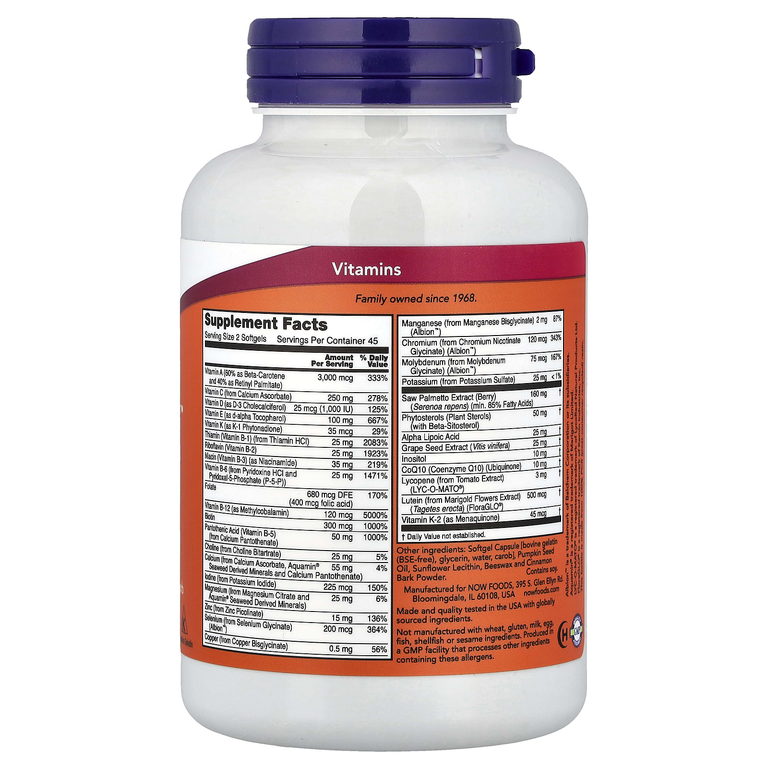 NOW Foods, АДАМ, улучшенные мультивитамины для мужчин, 90 капсул