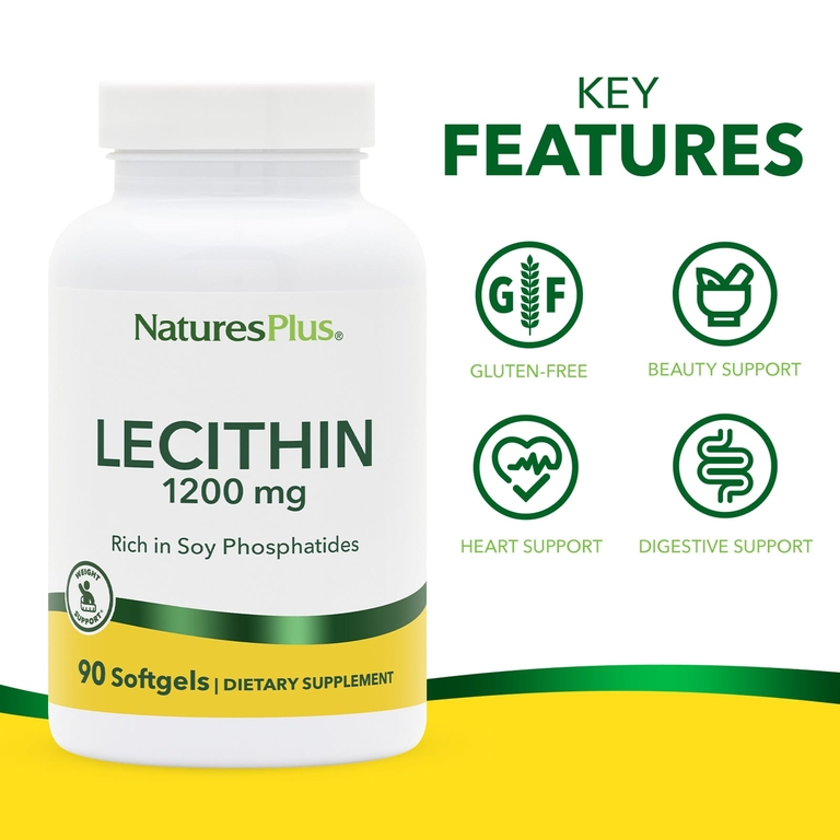NaturesPlus, лецитин, 1200 мг, 90 капсул