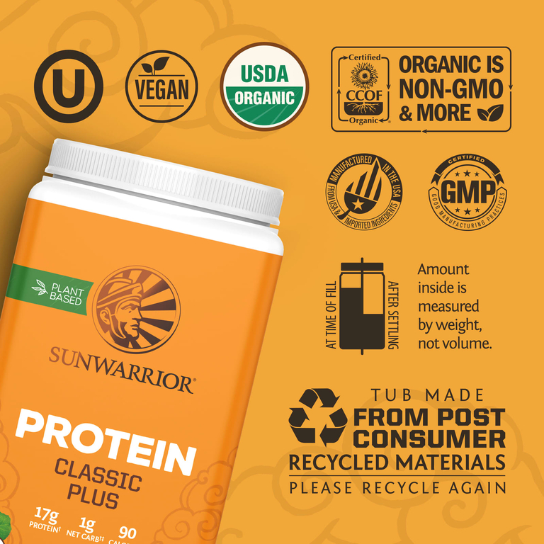 Sunwarrior, протеин, «Классик плюс», со вкусом шоколада, 750 г (1,65 фунта)