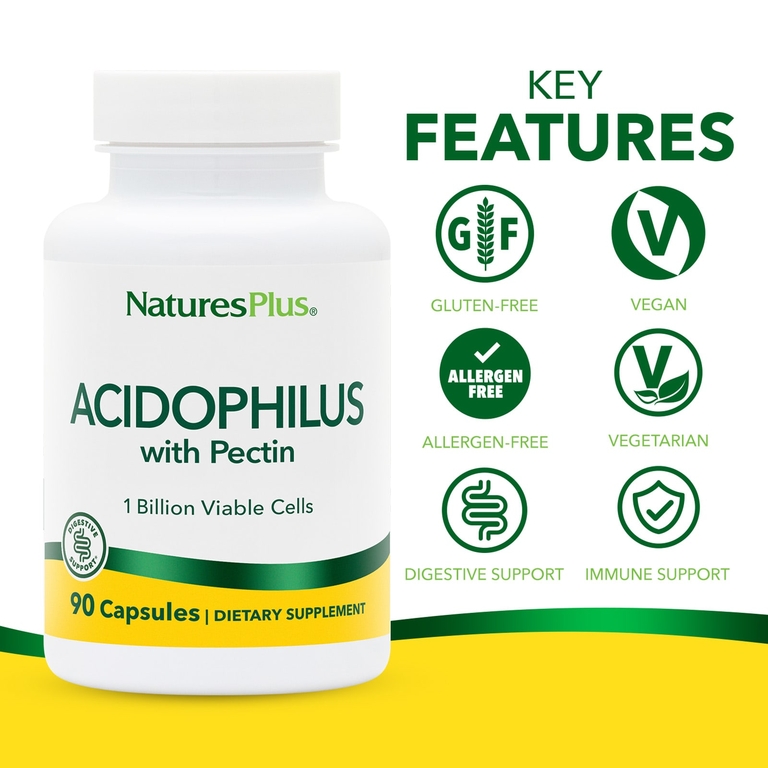 NaturesPlus, ацидофильные бактерии с пектином, 90 капсул