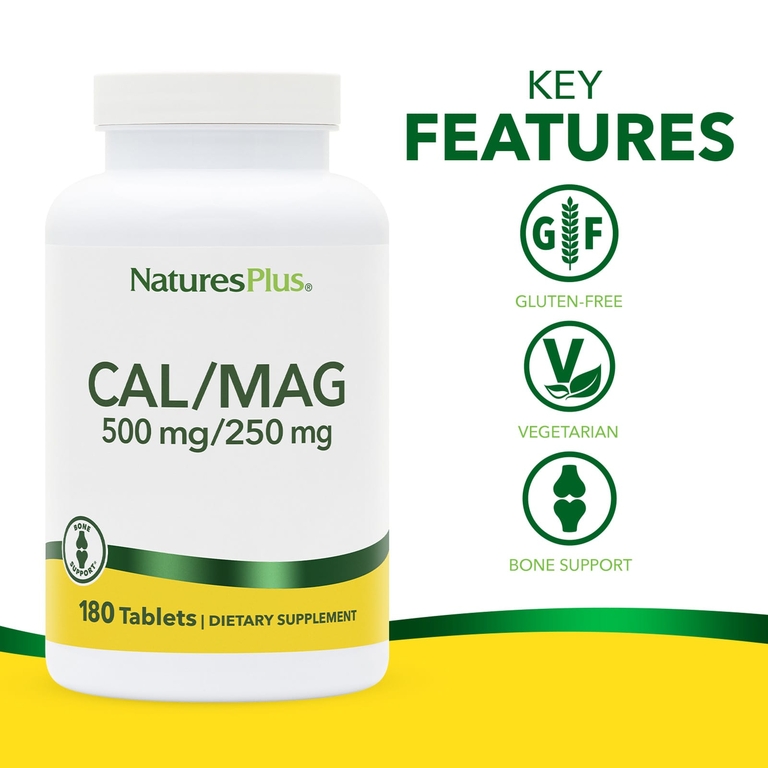 NaturesPlus, Кальций и магний, 500/250 мг, 180 таблеток