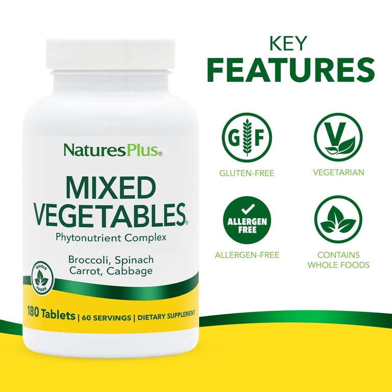 NaturesPlus, смесь овощей, 180 таблеток