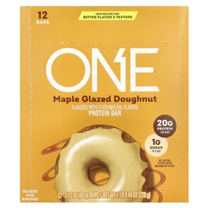 One Brands, Protein Bar, пончик в кленовой глазури, 12 батончиков, 60 г (2,12 унции)