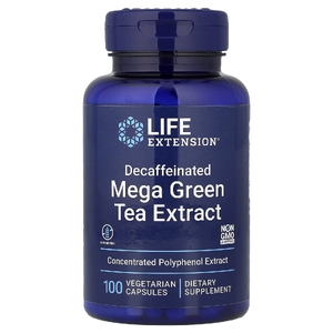 Life Extension, экстракт зелёного чая, без кофеина, 100 вегетарианских капсул (725 мг в 1 капсуле)