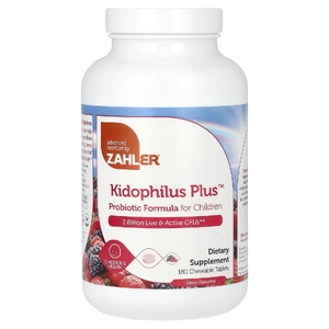 Zahler, Kidophilus Plus, пробиотик для детей, с ягодным вкусом, 1 млрд КОЕ, 180 жевательных таблеток (Товар снят с продажи) 
