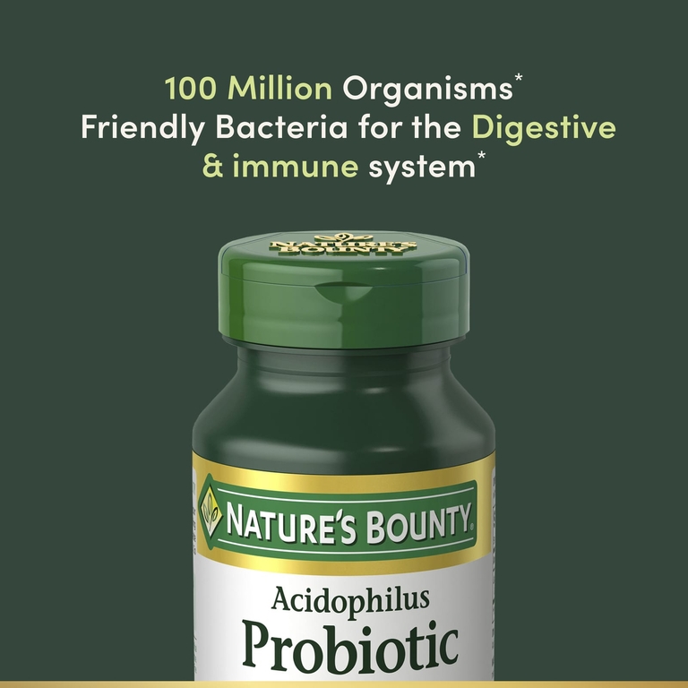 Nature's Bounty, Пробиотик ацидофилус, двойная упаковка, 100 таблеток (0,5 мг в 1 таблетке)