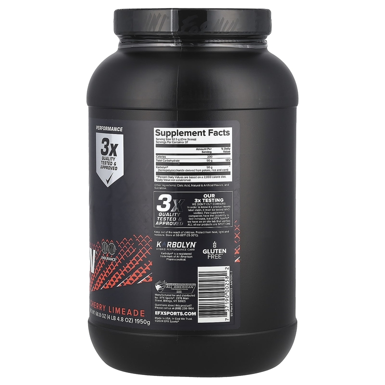 EFX Sports, Гибридный углевод, вишневый лаймад, 1950 г (4 фунта 4,8 унции)