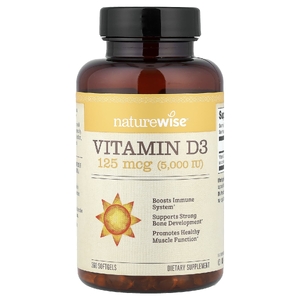 NatureWise, витамин D3, 125 мкг (5000 МЕ), 360 капсул