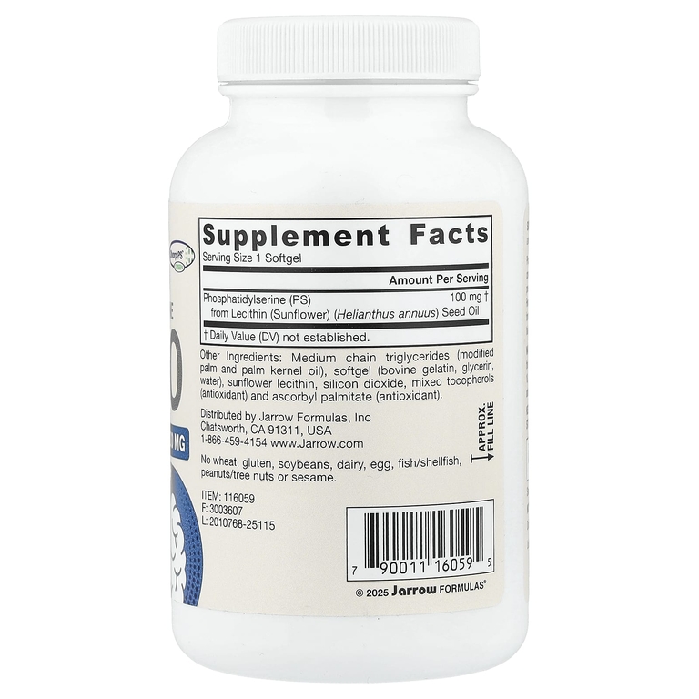 Jarrow Formulas, Фосфатидилсерин, 100 мг, 120 капсул